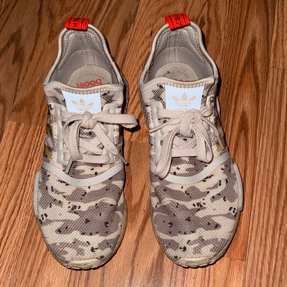 Adidas Tan and Cream Camouflage Sneakers